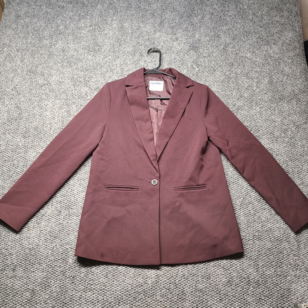 Old Navy Womens Burgundy Single Button Tailored Blazer Jacket XS Wine Stretch